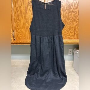 Prana Black Pleated Maxi Sundress NWOT double lined 100% cotton